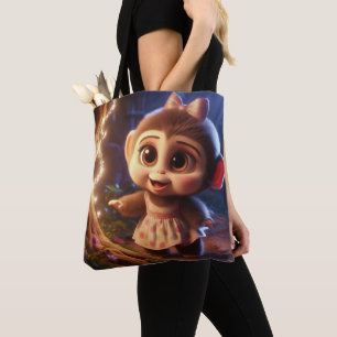 Cute monkey in a dress tote bag