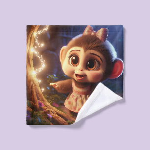 Cute monkey in a dress wash cloth