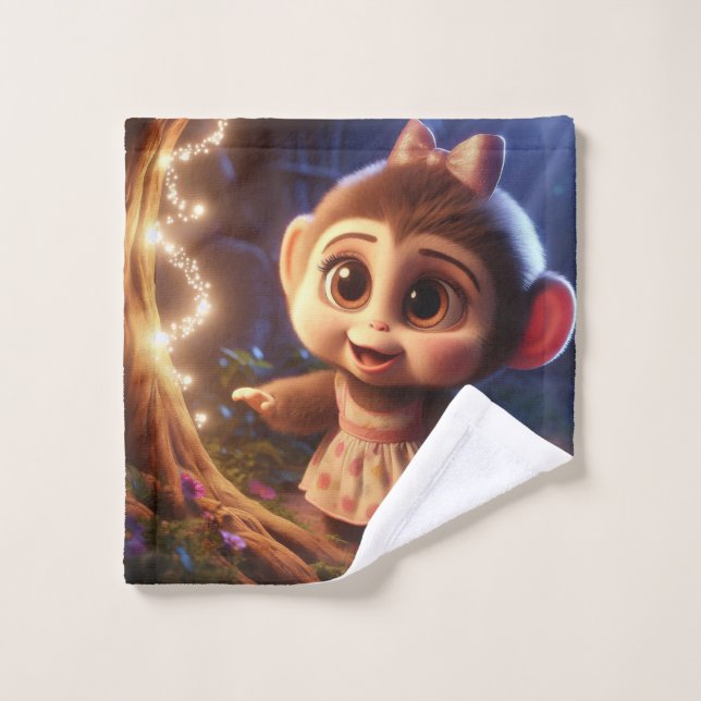 Cute monkey in a dress wash cloth (Wash Cloth)