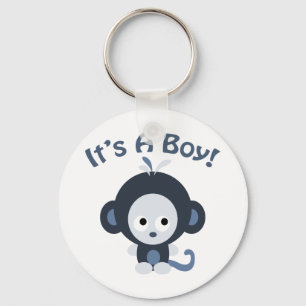 Cute Monkey - It's a boy! Key Ring