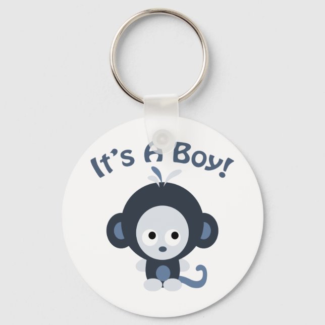Cute Monkey - It's a boy! Key Ring (Front)