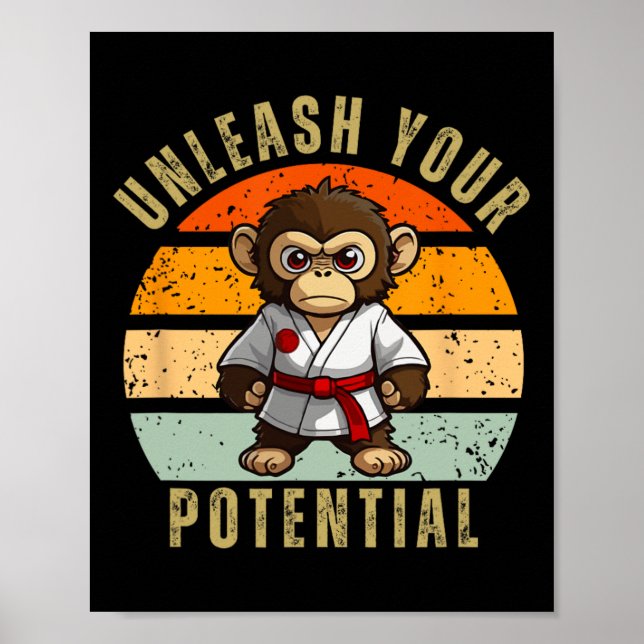 Cute Monkey Japanese Self Defence Karate  Poster (Front)