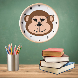 Cute Monkey Jungle Safari Animal Cartoon Clock
