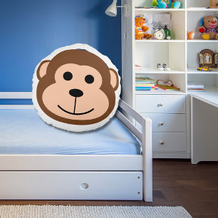 Cute Monkey Jungle Safari Animal Cartoon Round Cushion