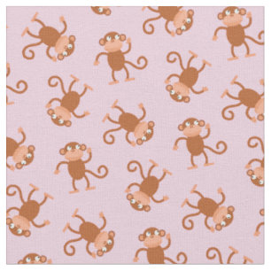Cute Monkey Kids Baby Nursery Light Pink Fabric