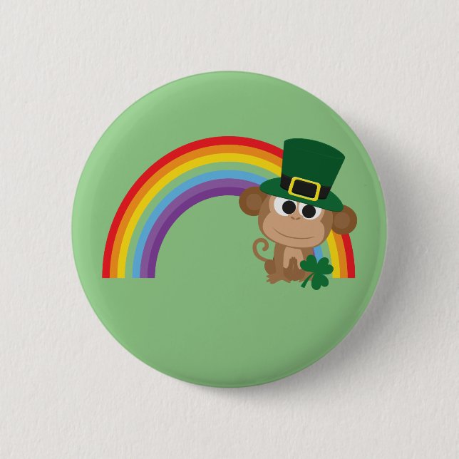 Cute Monkey Leprechaun 6 Cm Round Badge (Front)