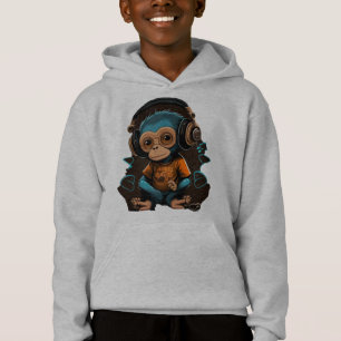 Cute Monkey Listening Music, Music Immersed Monkey