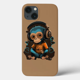 Cute Monkey Listening Music, Music Immersed Monkey iPhone 13 Case