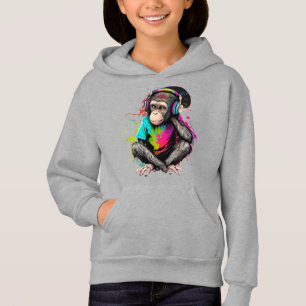 Cute Monkey Listening Music, Music Obsessed Monkey