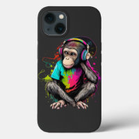 Cute Monkey Listening Music, Music Obsessed Monkey