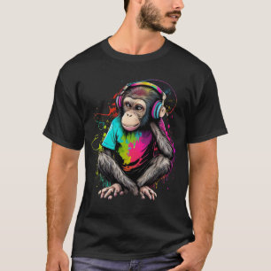 Cute Monkey Listening Music, Music Obsessed Monkey T-Shirt