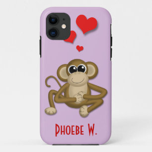 Cute Monkey Love Personalised iPhone 5 Case