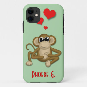 Cute Monkey Love Personalised iPhone 5 Case