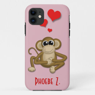 Cute Monkey Love Personalised iPhone 5 Case