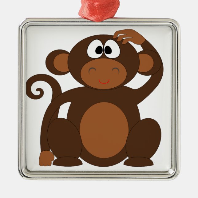 Cute Monkey Metal Tree Decoration (Front)