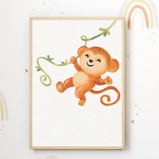 Cute Monkey Nursery Poster Kids Room Decor (Creator Uploaded)