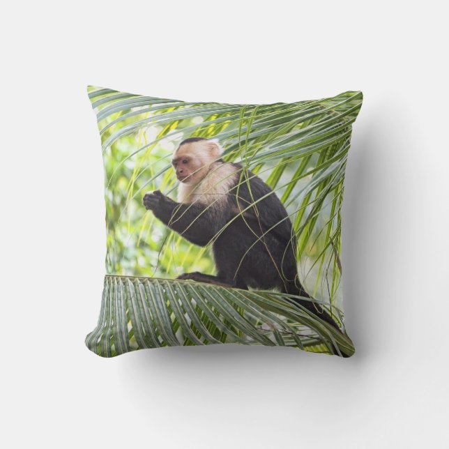 Cute Monkey on a Palm Tree Cushion (Front)