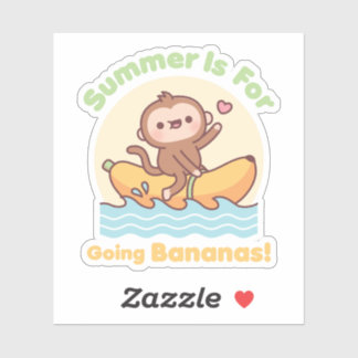 Cute Monkey On Banana Boat Summer is For Going Ban