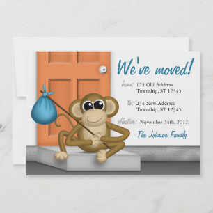 Cute Monkey on Doorstep - Moving Announcements