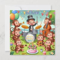 cute monkey orchestra 2 year old birthday boy Baby