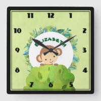 Cute Monkey Peeking Out from Behind a Bush