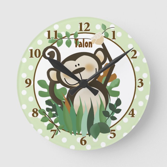 Cute Monkey Personalised Wall Clock (Front)