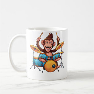 Cute Monkey Playing Drums Monkeys Drummer Music Coffee Mug