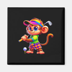Cute Monkey Playing Golf Golfer Golfing Sport Men  Magnet