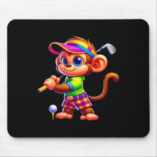 Cute Monkey Playing Golf Golfer Golfing Sport Men Mouse Pad