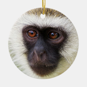 Cute monkey portrait ceramic ornament