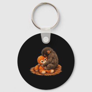 Cute Monkey Punch Baby Hug Emotional Plush Toy Key Ring