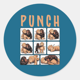Cute monkey punch classic round sticker