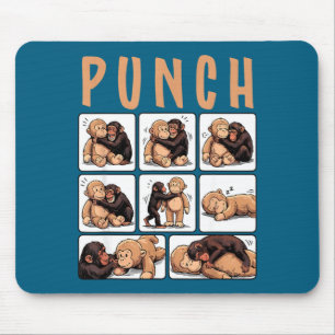 Cute monkey punch mouse pad
