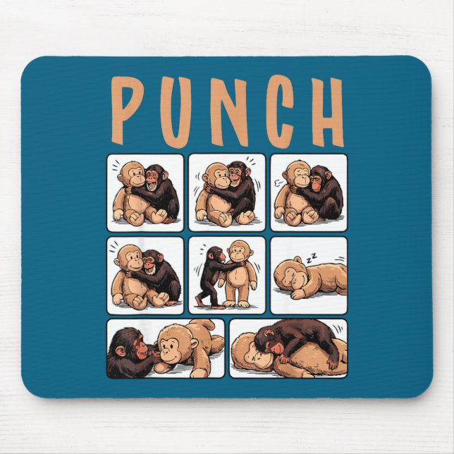 Cute monkey punch  mouse pad (Front)