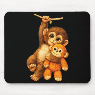 Cute monkey punch stuffed buddy plush hugging mouse pad