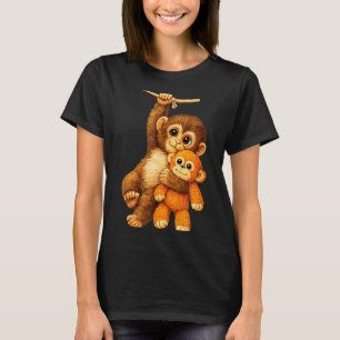 Cute monkey punch stuffed buddy plush hugging T-Shirt