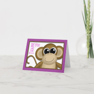 Cute Monkey Purple Thank You Card