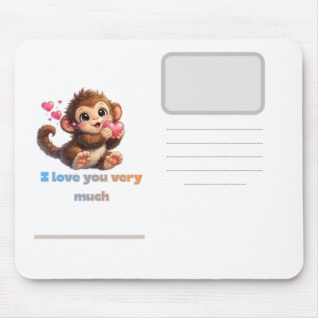 Cute Monkey Romantic Quote Illustration Mouse Pad (Front)