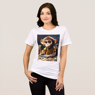 Cute Monkey T-Shirt, using a calculator Tri-Blend Shirt