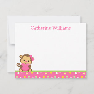 Cute Monkey Thank You Note Note Card