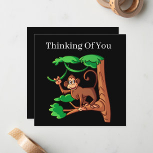 cute monkey thinking of you add sentiment  card
