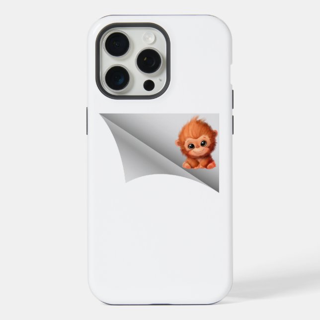 cute monkey under the patch iPhone case (Back)