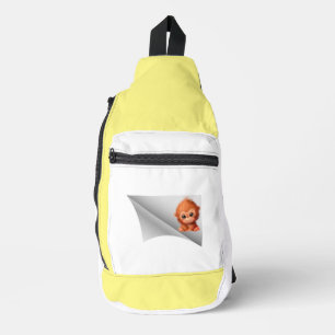 cute monkey under the patch sling bag