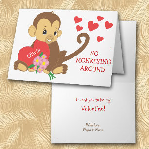 Cute Monkey Valentine Holiday Card