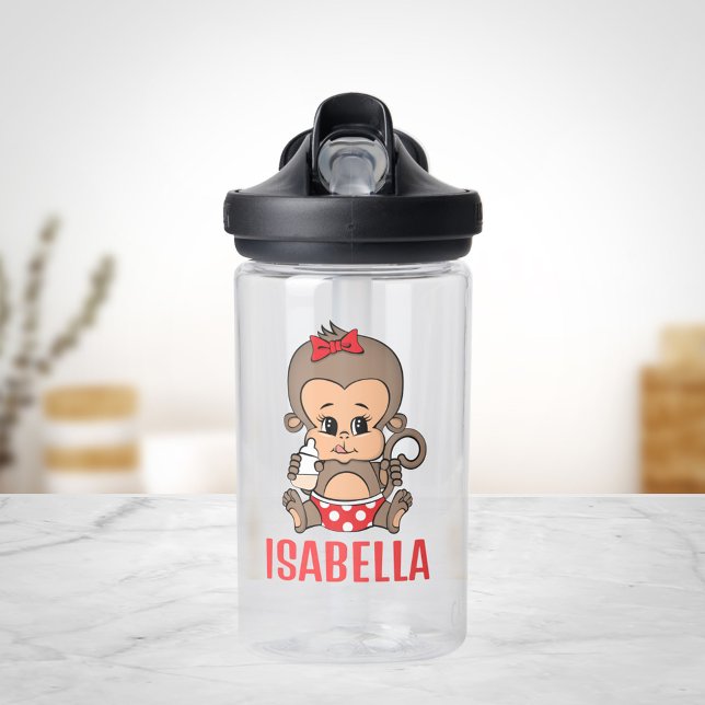 Cute Monkey Water Bottle for Girl - Holding Bottle (Creator Uploaded)