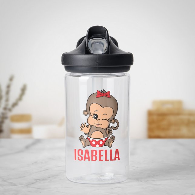 Cute Monkey Water Bottle for Girl - Winking (Creator Uploaded)