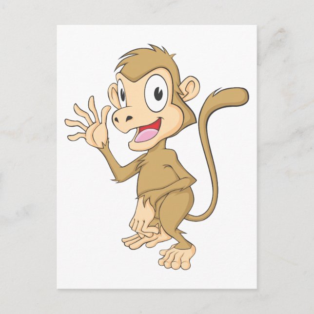 Cute Monkey Waving Hand Hi Hello Goodbye Postcard (Front)