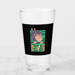 Cute Monkey With Bananas Glass