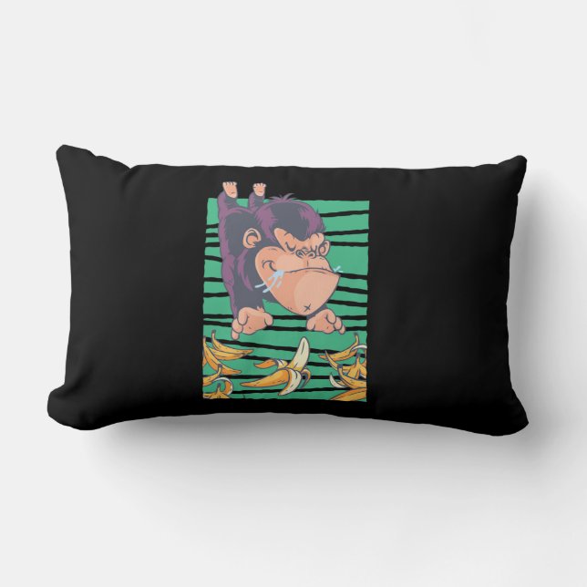 Cute Monkey With Bananas Lumbar Cushion (Front)