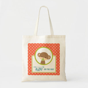 Cute Monkey with Pacifier - Baby on the Way Tote Bag
